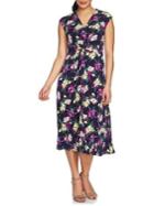 Chaus Mosaic Blossoms Printed Knotted Dress