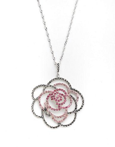 Lord & Taylor Pave Flower Pendant Necklace