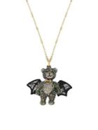 Betsey Johnson Goldtone & Crystal Bat Bear Pendant Long Necklace