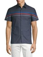 Perry Ellis Striped Short Sleeve Button-down Shirt