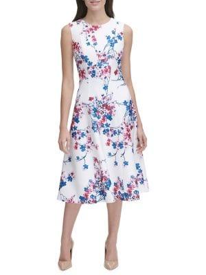 Tommy Hilfiger Eloise Floral Scuba Fit-&-flare Midi Dress