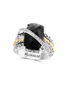 Effy Black Onyx, Diamond, 18k Yellow Gold And Sterling Silver Ring