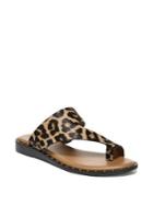 Franco Sarto Ginny Leopard-print Leather & Calf Hair Toe-ring Sandals