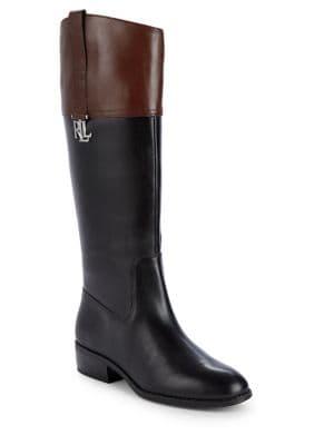 Lauren Ralph Lauren Colorblock Logo-trim Leather Riding Boots