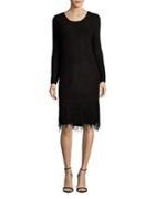 Calvin Klein Long-sleeve Fringed Sheath Dress