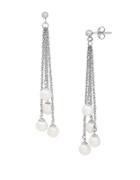 Lord & Taylor 5-5.5mm White Pearl And Sterling Silver Multi-strand Earrings