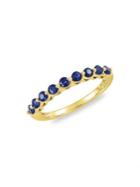 Lord & Taylor 14k Yellow Gold And Round Sapphire Band Ring
