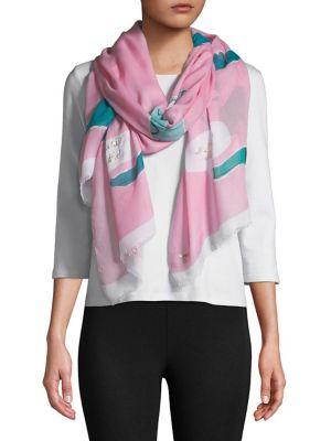 Kate Spade New York Alligator-print Frayed Scarf