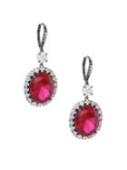 Nina Rhodium-plated And Cubic Zirconia Halo Oval Drop Earrings