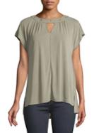 Jones New York Cap-sleeve Grommet Hi-lo Top
