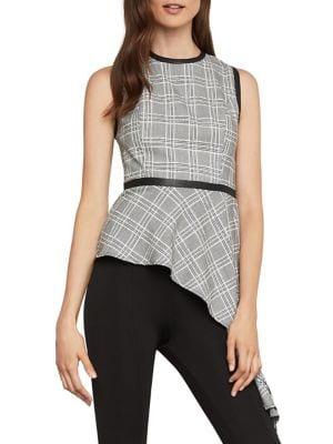 Bcbgmaxazria Asymmetrical Houndstooth Drape Top