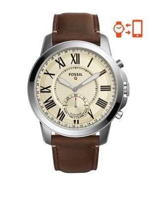 Fossil Hybrid Smart Watch - Q Grant Dark Brown Leather Band