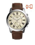 Fossil Hybrid Smart Watch - Q Grant Dark Brown Leather Band