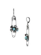 Miriam Haskell Deco Pearl Flower Safety Pin Drop Earrings