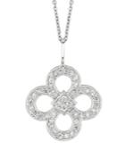 Morris & David 14k White Gold & Diamond Clover Pendant Necklace
