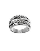 Lord & Taylor Sterling Silver Mixed Crossover Ring