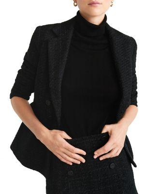 Mango Button Tweed Blazer