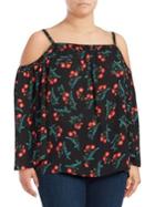 Vince Camuto Plus Plus Printed Cold-shoulder Top