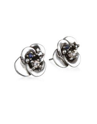 Badgley Mischka Mini Flower Crystal Stud Earrings