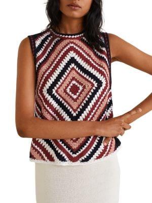 Mango Enigma Crochet Sleeveless Cotton Top
