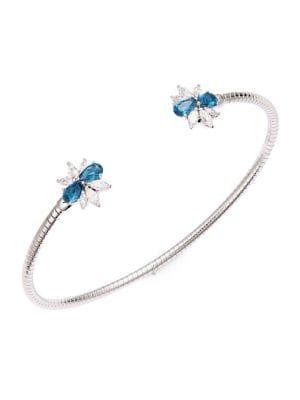 Nadri Allegro Silvertone And Cubic Zirconia Cluster Cuff Bracelet