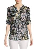 Calvin Klein Floral Roll Sleeve Blouse