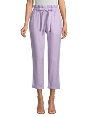 Donna Karan Cropped Linen Paperbag Pants