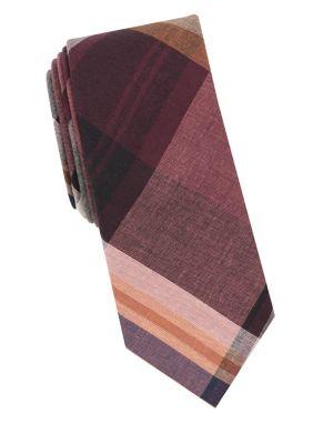 Tallia Orange Heyworth Plaid Cotton Tie