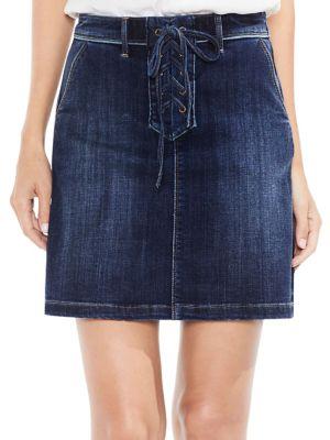 Vince Camuto Lace-up Denim Mini Skirt