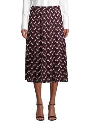 Michael Michael Kors Pleated Chevron Midi Skirt