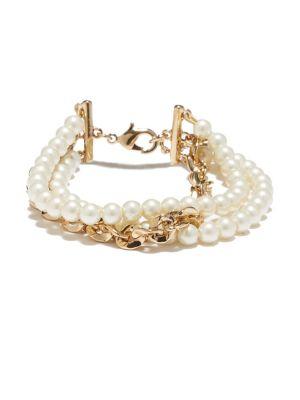 Vince Camuto Goldtone And Faux Pearl Flexible Line Bracelet