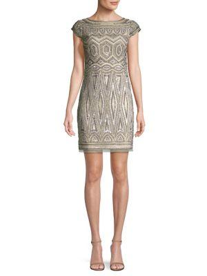 Aidan By Aidan Mattox Beaded Cap Sleeve Dress