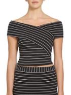 1.state Wrap Front Striped Cropped Top