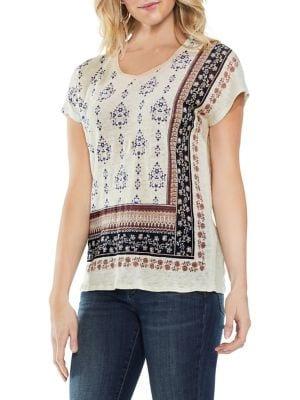 Vince Camuto Petite Zen Bloom Graphic Linen Tee