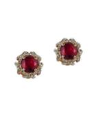 Carolee Victorian Empire Crystal Rosette Button Clip Earrings