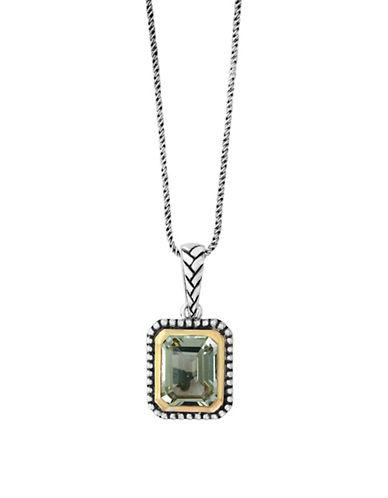 Effy 925 Green Amethyst Sterling Silver And 18k Yellow Gold Necklace