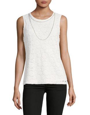 Karl Lagerfeld Suits Sleeveless Knit Lace Top