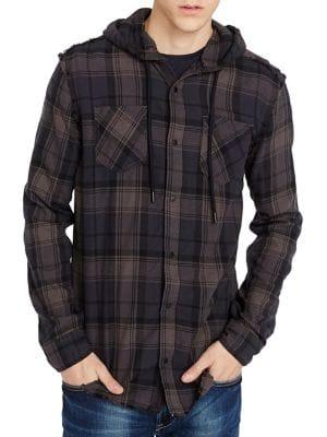 Buffalo David Bitton Sidron Hooded Flannel Shirt