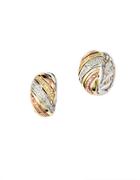 Effy Diamond, 14k White, Yellow And Rose Gold Swirl Hoop Earrings
