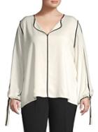 Calvin Klein Plus Piped Long Sleeve Blouse