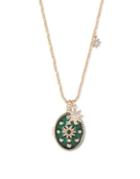 Marchesa Crystal, Emerald, Cubic Zirconia & Gold Locket Pendant Necklace