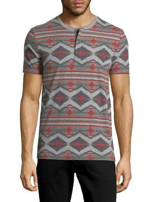 Lucky Brand Printed Short-sleeve Henley