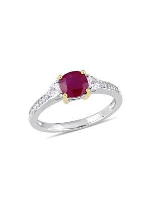 Sonatina 14k Two-tone Gold, Ruby, White Sapphire And Diamond Ring