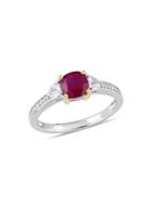 Sonatina 14k Two-tone Gold, Ruby, White Sapphire And Diamond Ring