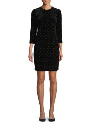 Karl Lagerfeld Paris Dotted Velvet Mini Sheath Dress