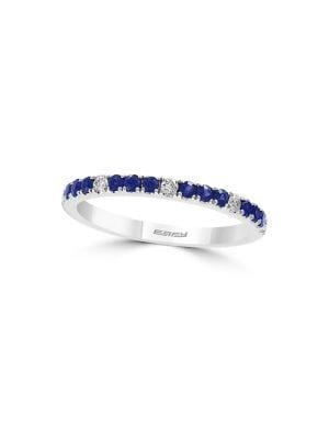 Effy 14k White Gold, Diamond & Sapphire Sequence Ring