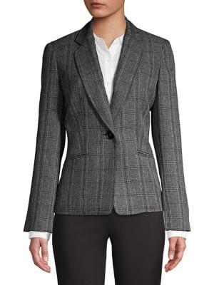 Nuit Rouge Plaid Button Front Blazer