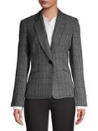 Nuit Rouge Plaid Button Front Blazer