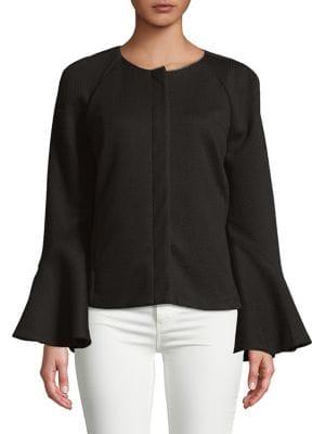 Imnyc Isaac Mizrahi Zip Front Tier Sleeve Short Jacket