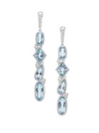 Ripka Rio Multi-shape Swiss Blue Topz, White Topaz & Sterling Silver Linear Drop Earrings
